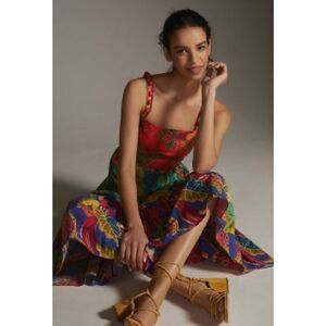 NWT Farm Rio Dress Floral Maxi Red Green Size S